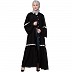Front open abaya with Bell sleeves- Black